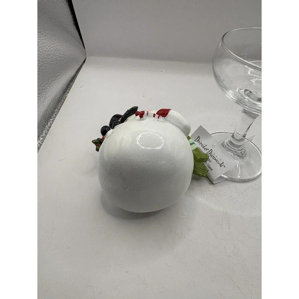 Retro Snowman in Martini Glass by December Diamonds 8” NIB